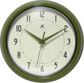 Infinity Instruments Retro Round Metal Wall Clock, Olive Green 9.5" by InfinityInstruments