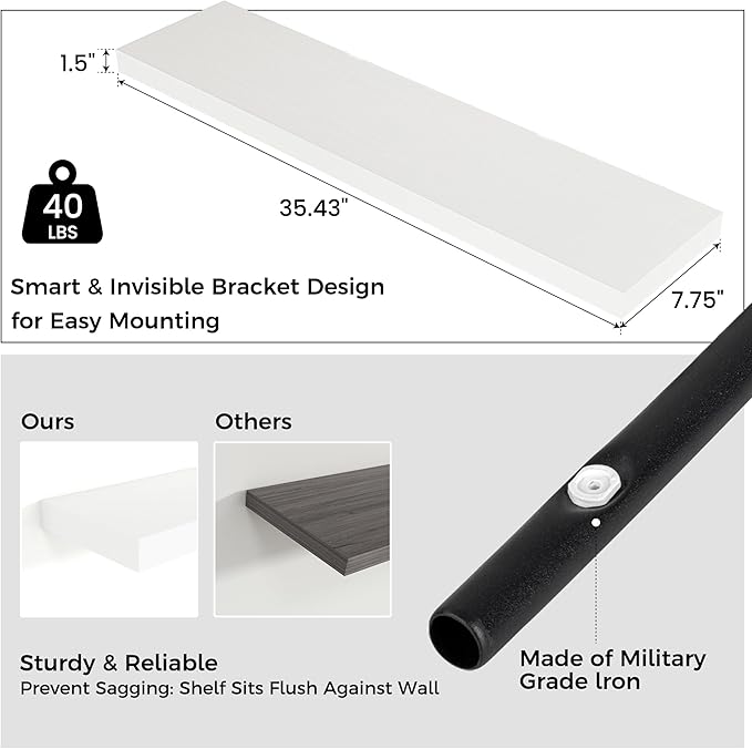 Venusmiles Floating Shelves for Wall 36 inch Long, Engineered Wood Wall Shelves - Image 3