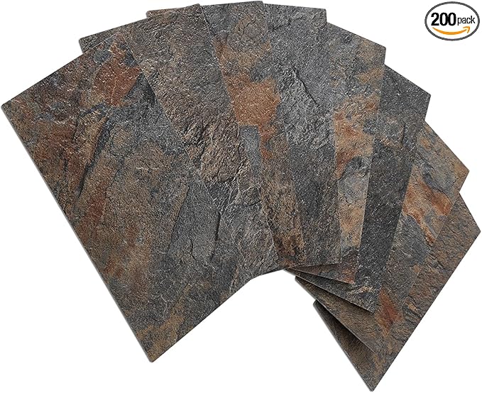 AULIGET 200 Pieces Rust Slate Peel and Stick Backsplash Wall Tiles, Laundry Room by AULIGET