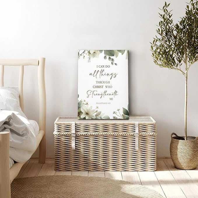 HIWX Christian Botanical Floral Wall Decor, Philippians 4:13 Bible Verse - Image 3