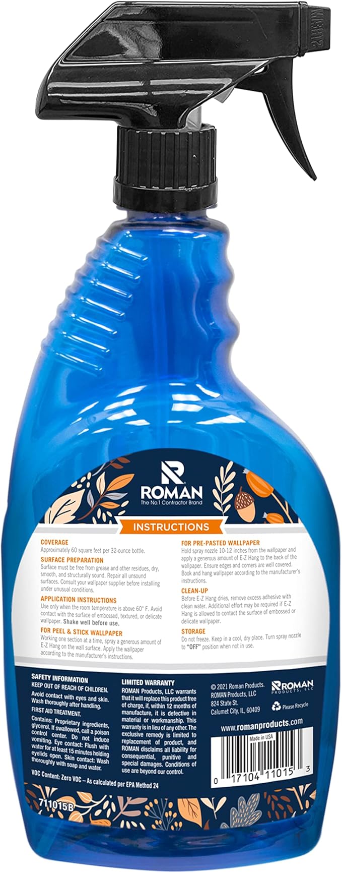 Roman’s E-Z Hang Peel & Stick Wallpaper Helper, Non-Staining, 32 Fluid Ounces - Image 3