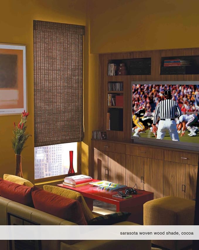 Cordless Woven Wood Roman Shades, 26W x 60H, Hatteras Camel, Sizes 20-72 Wide - Image 4