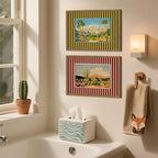 Framed Vintage Western Landscape Wall Art Set of 3, Striped Postcards Southwest - Image 9