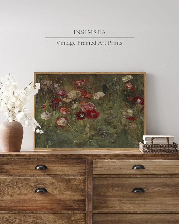 InSimSea Framed Canvas Wall Art Vintage Decor, Home Decor Classical Floral - Image 2