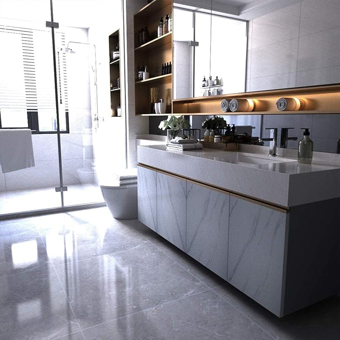 Large White Marble Granite Wallpaper Peel Stick Thicken 48x118inch Waterproof - Image 5