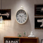 Menterry Oval Retro Wall Clock, Rustic Vintage Style, Battery Operated Silent - Image 6