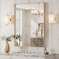 LOAAO 20”X30” Gold Bathroom Mirror, Rounded Rectangle Gold Frame Mirror by LOAAO