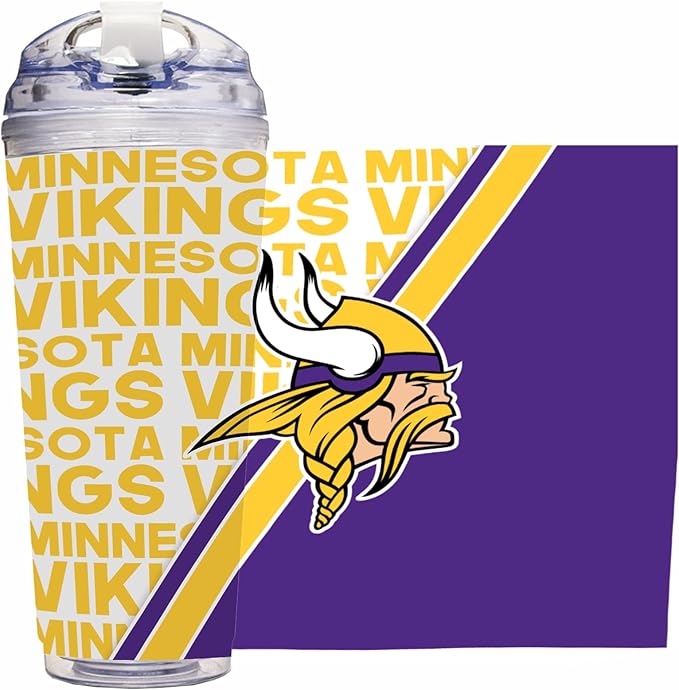NFL Football 24oz Acrylic Tumbler with Hinged Lid, Officially Licensed Double Wall Tumbler for NFL Fans
