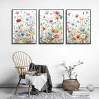KISSFOX Framed Colorful Wildflower Canvas Wall Art Set Of 3 Flowers Pictures - Image 2