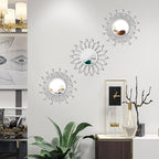 3 Pack Metal Mirrors for Wall Sunburst Wall Mirrors Home Décor Decorative - Image 2