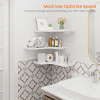 Homode Corner Floating Shelves, L-Shaped Wood Hanging Storage Shelf - Image 4