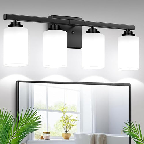 4-Light Bathroom Light Fixtures, Matte Black Light Fixture, Classic Wall Light by WelcometoVerRon