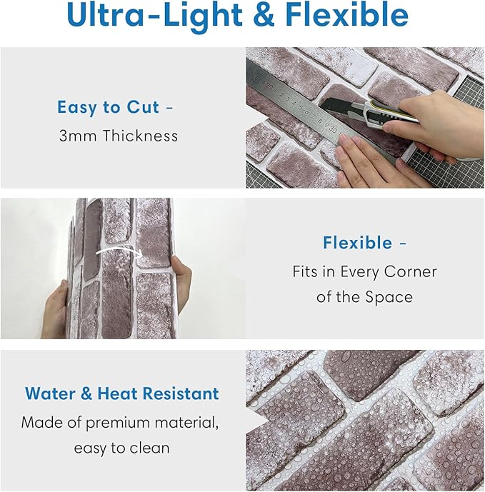 3D Brick Wall Panels, Faux Brick Peel and Stick Wall Panels, Small Size Thin - Image 5