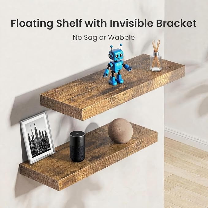Vervida® 3 Pack Rustic Brown Floating Shelves, Holds Up to 38 Lbs, - Image 5
