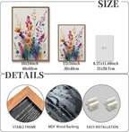 KISSFOX 3 Piece Colorful Wildflower Botanical Framed Wall Art Watercolor Floral - Image 4