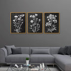 KISSFOX Framed Floral Botanical Canvas Wall Art Vintage Black Background Plant - Image 5