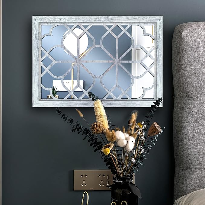 Wocred Set of 2 Rectangular Wall Mirror, Gorgeous Rustic Farmhouse Accent Mirror - Image 4