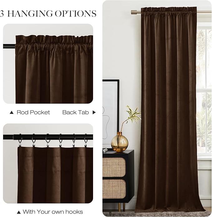 NICETOWN Brown Velvet Curtains 84 inches Length - Image 7