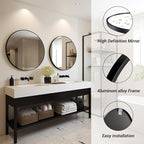 Sunniry Round Mirror 22 inch, Round Wall Mirrors Matte Metal Frame, Circle - Image 2