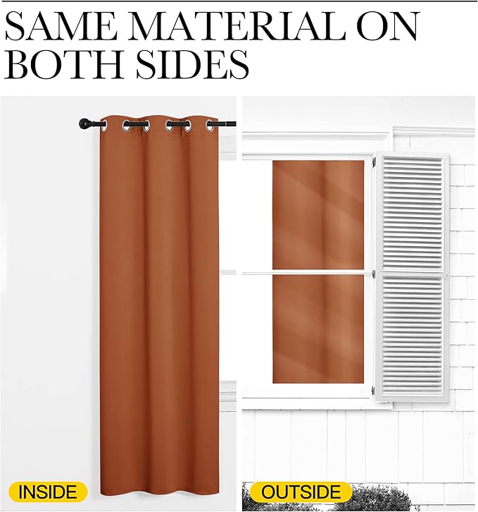 NICETOWN Blackout Curtains for Living Curtains, Burnt Orange, 2 Panels - Image 5