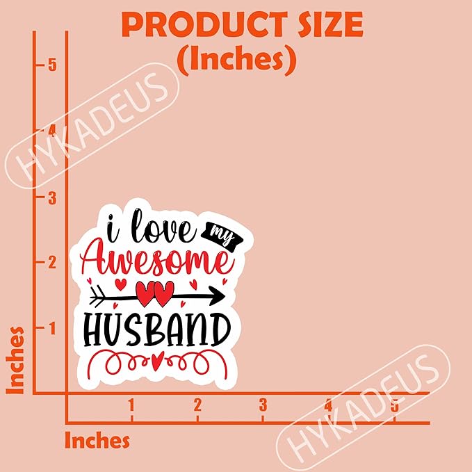 (3Pcs) I Love My Awesome Husband Sticker Gift from Wife to Husband on Father's Day, Wedding Anniversary to Show Love, Waterproof Vinyl Decal for Books Laptops Phones Water Bottles Tumblers, 3" x 2.9"