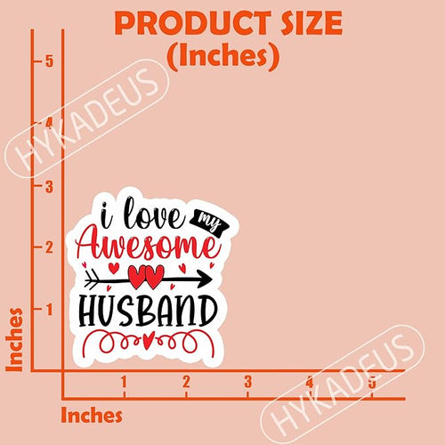 (3Pcs) I Love My Awesome Husband Sticker Gift from Wife to Husband on Father's Day, Wedding Anniversary to Show Love, Waterproof Vinyl Decal for Books Laptops Phones Water Bottles Tumblers, 3" x 2.9"