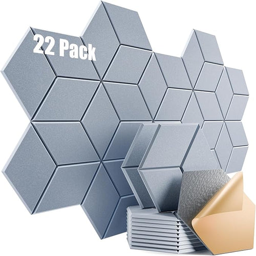 22 Pack Self-Adhesive Acoustic Panels 12" X 10" X 0.4" by Dailycooper