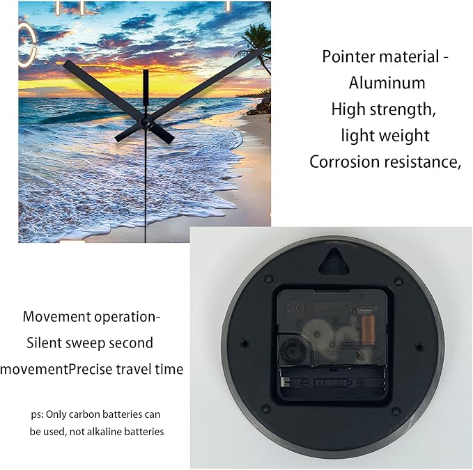 Glass Beach Wall Clocks Battery Operated 16 Inches or Larger Analog Wall Clock - Image 7