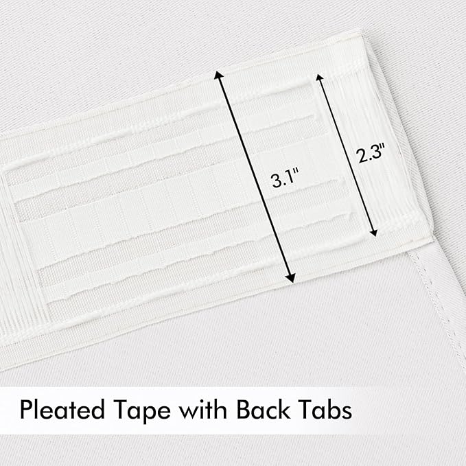 MIULEE Pure White Back Tab Blackout Curtains 108 Inch Long 2 Panels Set - Image 4