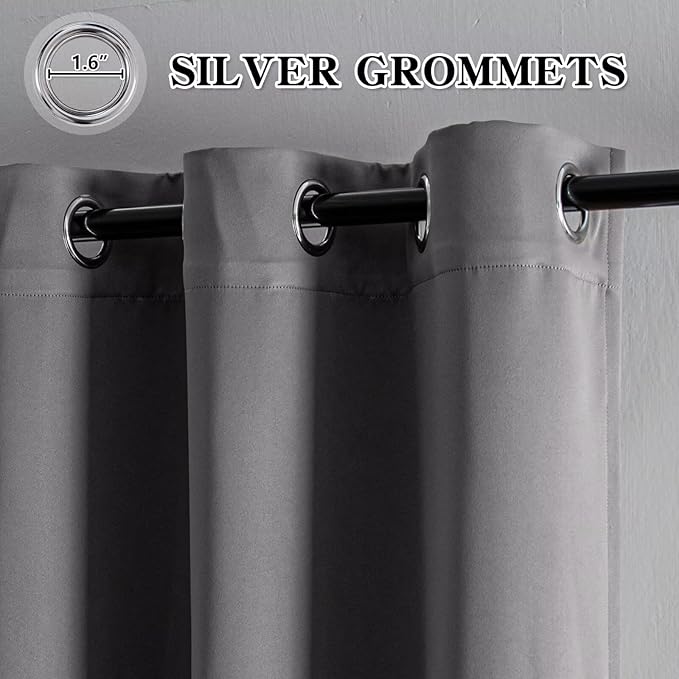 IGEMAEVE Light Grey Blackout Curtains 96 Inch Length 2 Panels Set, Grommet - Image 3