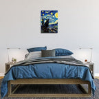 ALMLZL Framed Van Gogh The Starry Night Cat Canvas Wall Art Cute Funny Black - Image 6