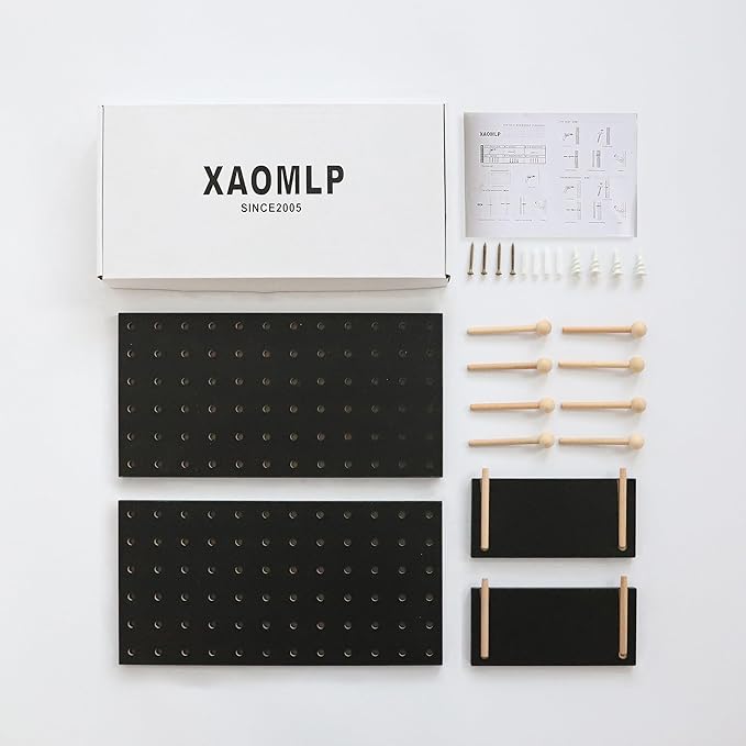 Wooden Pegboard Accessories Set: Modular Wall Hooks & Shelf - Image 8
