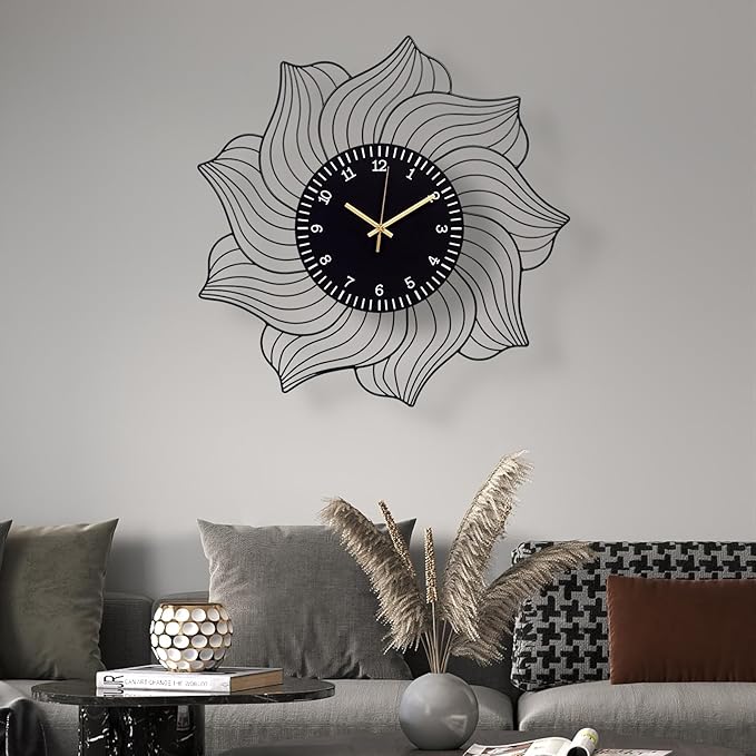 22 Inch Flower Wall Clock, Silent Non-Ticking Battery Operated Modern by XGGJWW