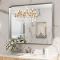 LOAAO 48x40 Inch Brushed Nickel Bathroom Mirror, Rounded Rectangle Silver Metal by LOAAO