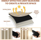 AJAZZ Blackout Accordion Door Curtain 98"x106" Cream Yellow - Image 3