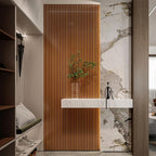 YLL YLL PVC Slat Wall Panel Peel and Stick 236"x 15.7" Faux Walnut Wood Grain - Image 2