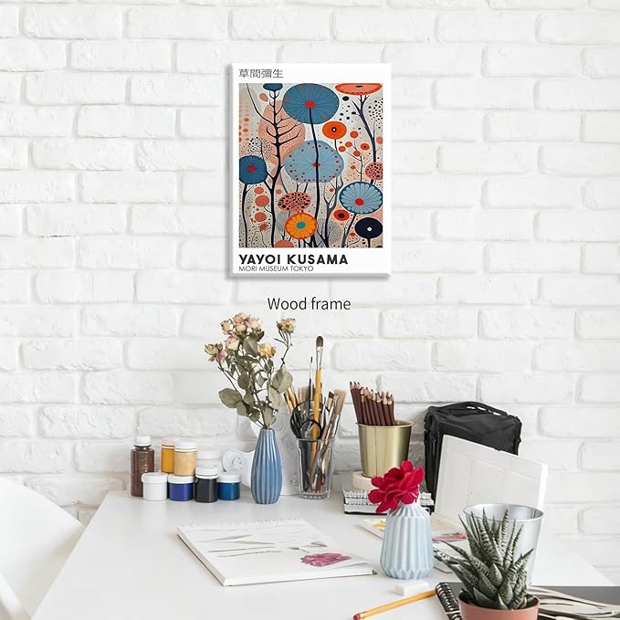 Yayoi Kusama Framed Wall Art 11x14in Vintage Japanese Painting Posters Tokyo - Image 6