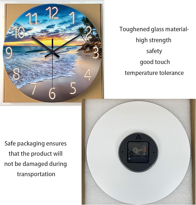 Glass Beach Wall Clocks Battery Operated 16 Inches or Larger Analog Wall Clock - Image 6