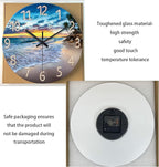 Palm Tree Clocks Battery Operated 12 Inch Glass Blue Wall Clock Non Ticking - Image 6