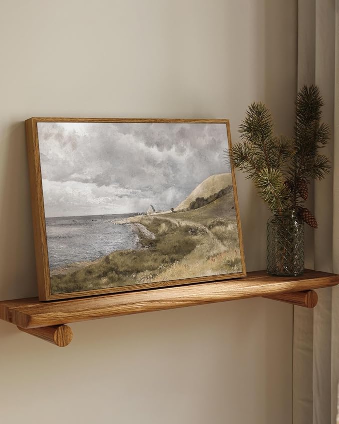 InSimSea Framed Canvas Wall Art Vintage Decor, Coastal Wall Art Danish Coast - Image 2