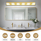 Modern LED Bathroom Lights Fixtures 6-Light, Metal Gold Acrylic Wall Lighting - Image 4
