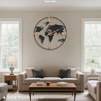 Pytha Sight 30 Inch Large Modern Decorative Metal World Map Wall Clocks Giant - Image 6