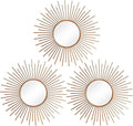 3 Pack Metal Mirrors for Wall Sunburst Wall Mirrors Home Décor Decorative by Uaussi