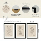 YWJKWLGS Vintage Botanical Wall Art 16x24 Inch Set Of 3 Wooded Framed - Image 2