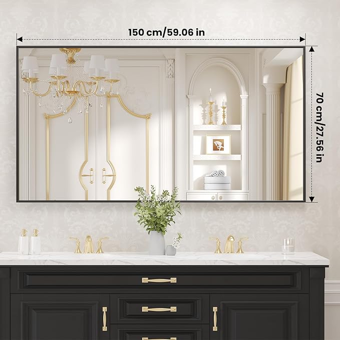 LOAAO Black Bathroom Mirror 60"X28" - Image 9