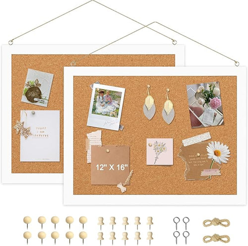 2-Pack Double-Sided Cork Board, Picture Display Vision Board Kit Corkboards by AMUSIGHT