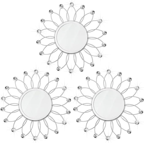 3 Pack Metal Mirrors for Wall Sunburst Wall Mirrors Home Décor Decorative by Uaussi