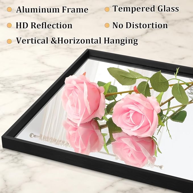 AAZZKANG Large Mirrors for Wall Black 28"x20" Rectangle Metal Framed Mirror - Image 3