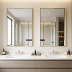 Bathroom Mirror for Wall, 36x24 Inch Metal Framed Mirror, Brushed Gold - Image 4