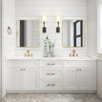 Gold Metal Framed Bathroom Mirror - Image 3